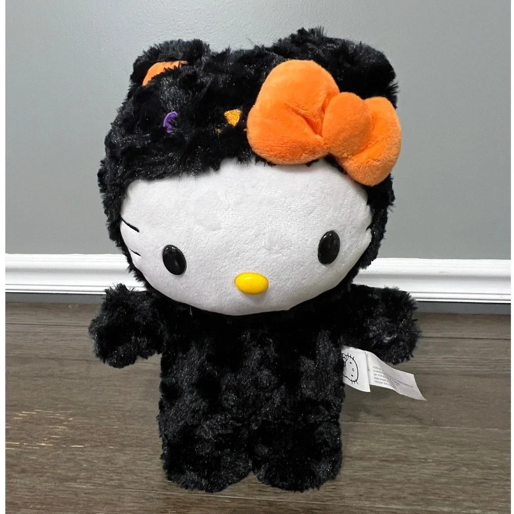 Halloween Hello Kitty Plush Gemmy Black Orange Sparkling 11